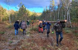 Pflegeeinsatz im Moorwald mit Ehrenamtlichen im Rahmen des Projekts